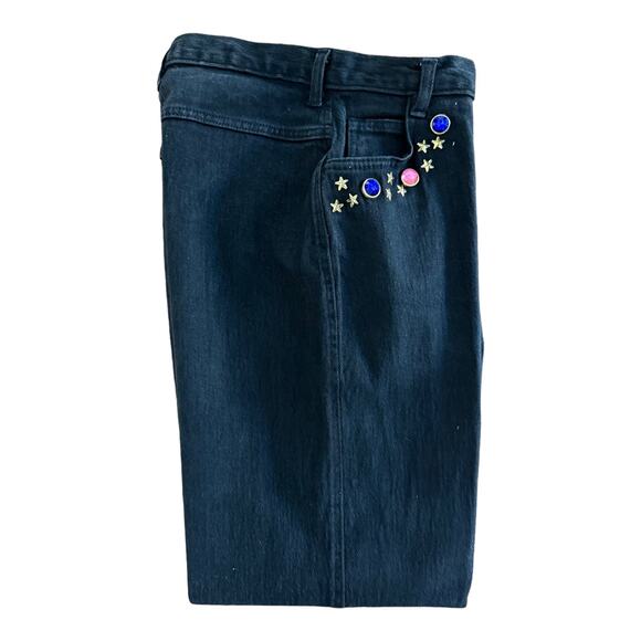 Vintage Cap Ferrat 80's black denim high waist Jeans with stars & stones size 13 - Picture 2 of 16
